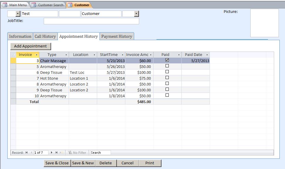 Massage Therapist Appointment Tracking Template | Appointment Database